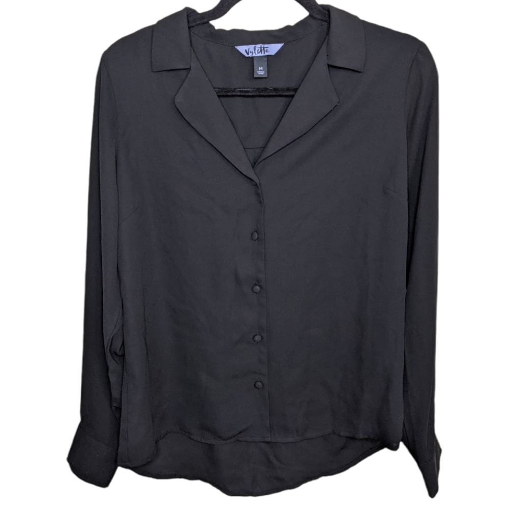 Vylette Black Button Down Blouse Size M 🖤
